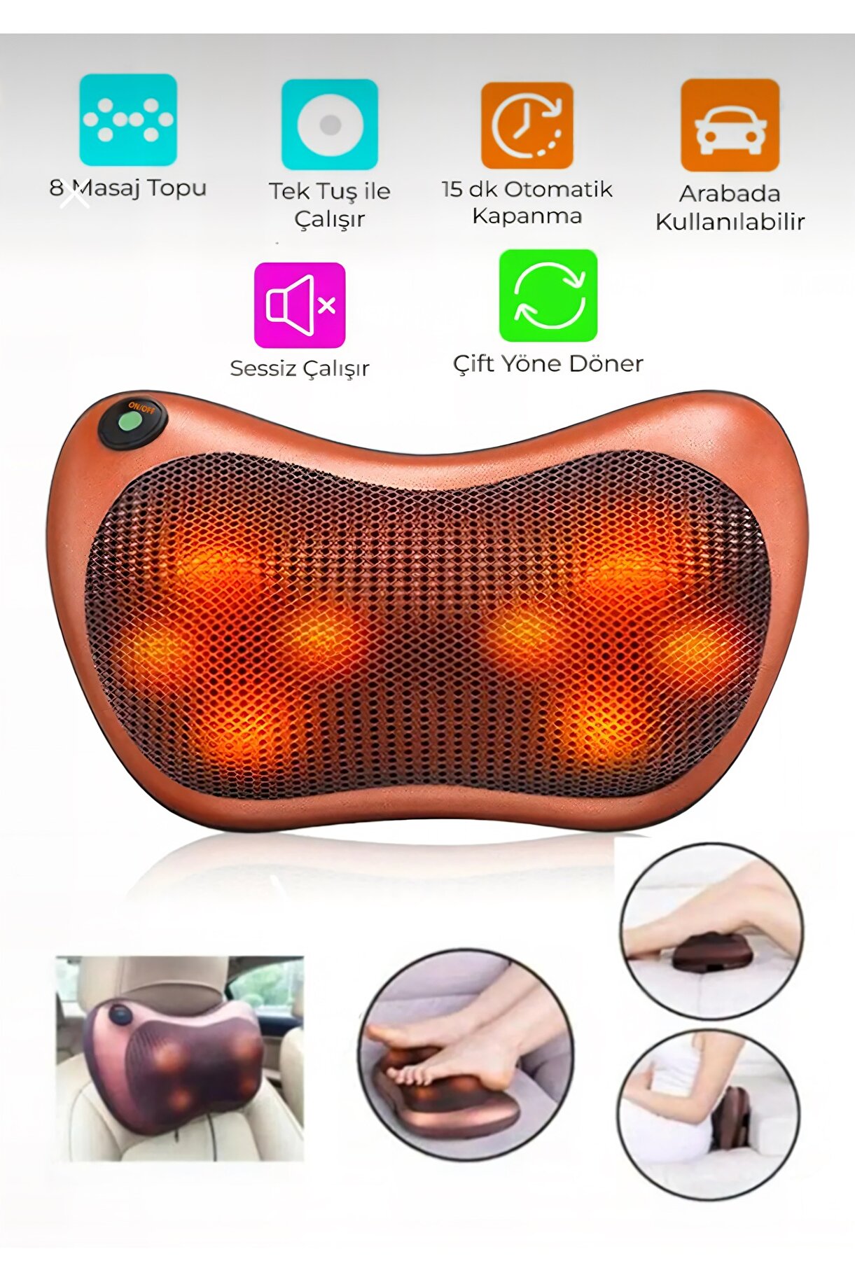 Hometech Masaj Minderi Boyun Bel Sırt Çok Amaçlı Masaj Yastığı